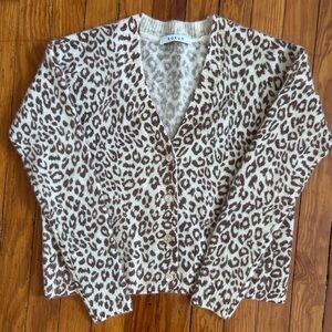 Kokun Silk Cashmere Cardigan Leopard Print